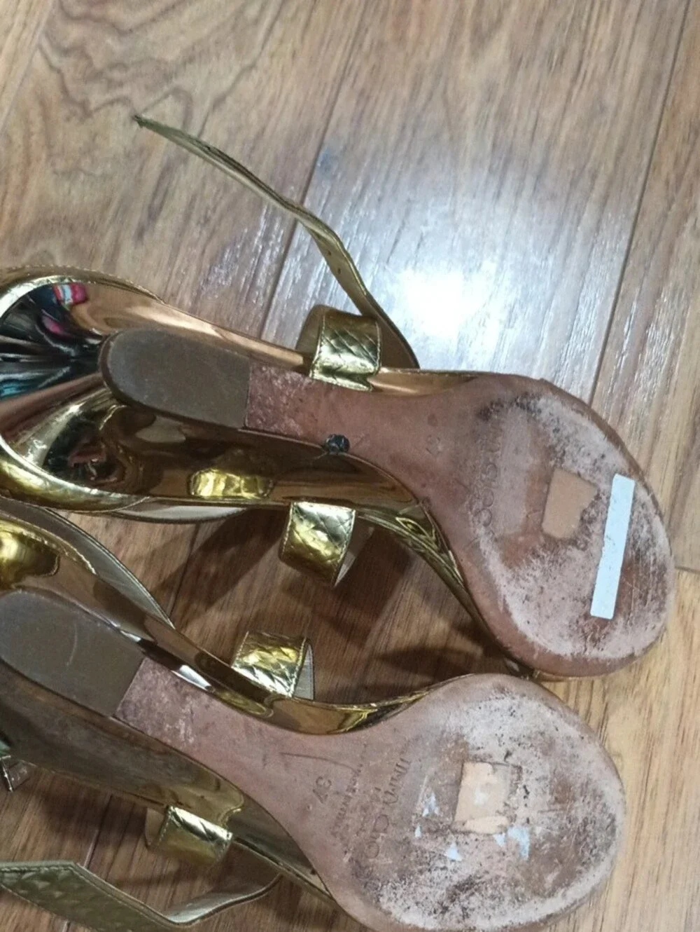 Elegant Gold Metallic Strappy Wedge Sandals